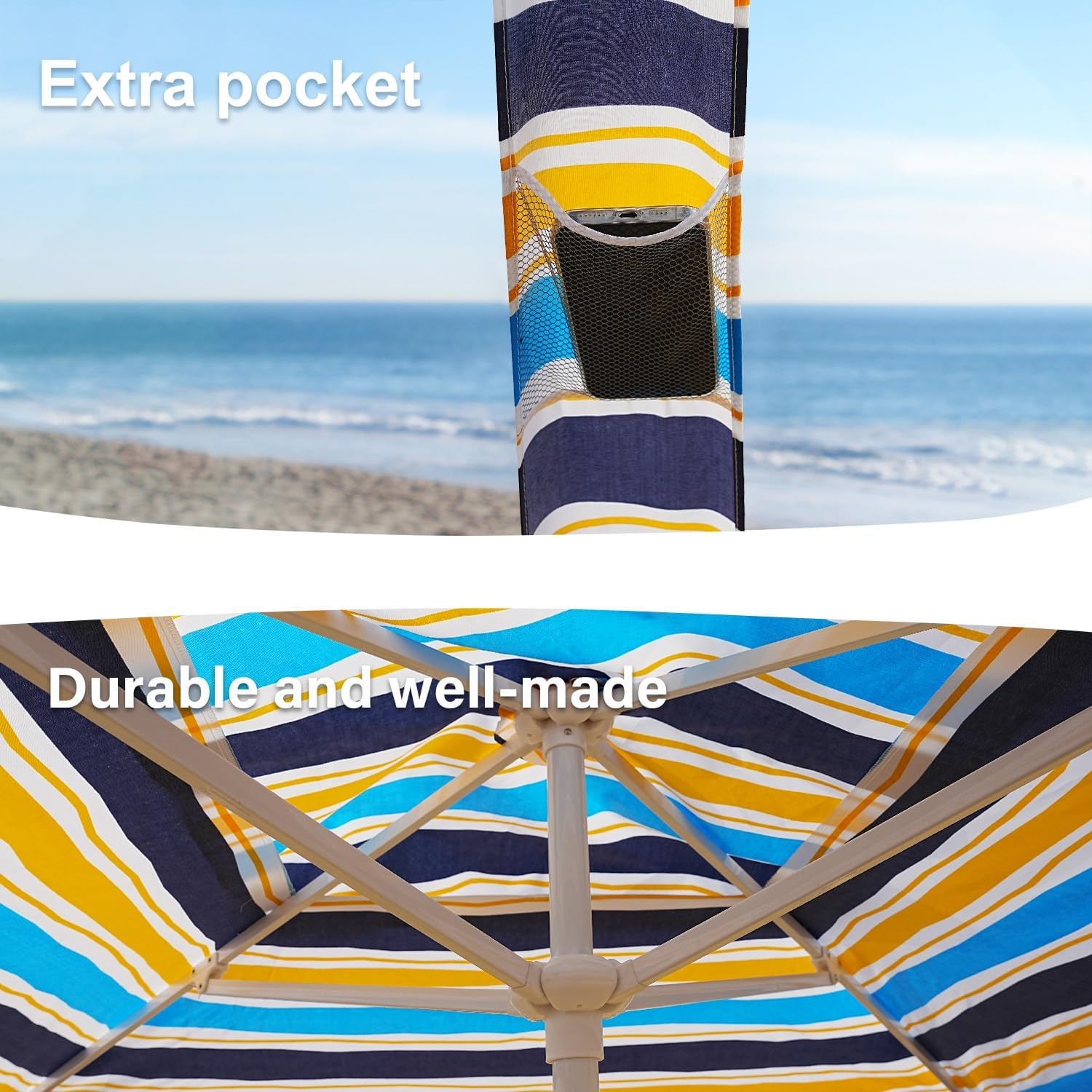 image:imageAMMSUN Beach Cabana 6565 Beach Canopy Easy Set up and Take Down Cabana Tent with Sand Pockets Instant Sun Shade with Side Wall Elegant PinkVibrant Stripe