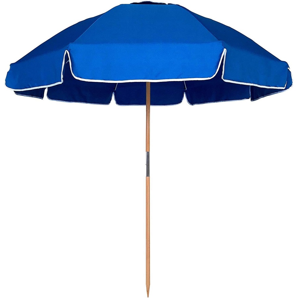 image:imageAMMSUN 75ft High Wind Beach Umbrella with Air Vent amp Ash Wood Pole  Heavyduty commercialgrade design with UPF 50 protection carry bag included American Flag for beach pool patioBlue