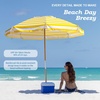 AMMSUN 7.5ft High Wind Beach Umbrella with Air Vent & Ash Wood Pole | Heavy-duty commercial-grade design with UPF 50+ protection, carry bag included. American Flag for beach, pool, patio.(B Yellow White)