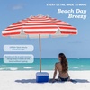 AMMSUN 7.5ft High Wind Beach Umbrella with Air Vent & Ash Wood Pole | Heavy-duty commercial-grade design with UPF 50+ protection, carry bag included. American Flag for beach, pool, patio.(Red White)