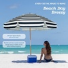 AMMSUN 7.5ft High Wind Beach Umbrella with Air Vent & Ash Wood Pole | Heavy-duty commercial-grade design with UPF 50+ protection, carry bag included. American Flag for beach, pool, patio.(Navy)
