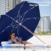 AMMSUN 7.5ft High Wind Beach Umbrella with Air Vent & Ash Wood Pole | Heavy-duty commercial-grade design with UPF 50+ protection, carry bag included. American Flag for beach, pool, patio.(Navy Blue)
