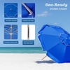 AMMSUN 7.5ft High Wind Beach Umbrella with Air Vent & Ash Wood Pole | Heavy-duty commercial-grade design with UPF 50+ protection, carry bag included. American Flag for beach, pool, patio.(Blue)