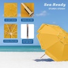 AMMSUN 7.5ft High Wind Beach Umbrella with Air Vent & Ash Wood Pole | Heavy-duty commercial-grade design with UPF 50+ protection, carry bag included. American Flag for beach, pool, patio.(Solid Yellow)