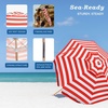 AMMSUN 7.5ft High Wind Beach Umbrella with Air Vent & Ash Wood Pole | Heavy-duty commercial-grade design with UPF 50+ protection, carry bag included. American Flag for beach, pool, patio.(Red White)