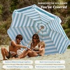 AMMSUN 7.5ft High Wind Beach Umbrella with Air Vent & Ash Wood Pole | Heavy-duty commercial-grade design with UPF 50+ protection, carry bag included. American Flag for beach, pool, patio.(Turquoise & White)