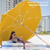 AMMSUN 7.5ft High Wind Beach Umbrella with Air Vent & Ash Wood Pole | Heavy-duty commercial-grade design with UPF 50+ protection, carry bag included. American Flag for beach, pool, patio.(Solid Yellow)