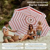 AMMSUN 7.5ft High Wind Beach Umbrella with Air Vent & Ash Wood Pole | Heavy-duty commercial-grade design with UPF 50+ protection, carry bag included. American Flag for beach, pool, patio.(Red White)
