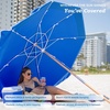 AMMSUN 7.5ft High Wind Beach Umbrella with Air Vent & Ash Wood Pole | Heavy-duty commercial-grade design with UPF 50+ protection, carry bag included. American Flag for beach, pool, patio.(Blue)