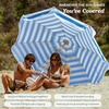 AMMSUN 7.5ft High Wind Beach Umbrella with Air Vent & Ash Wood Pole | Heavy-duty commercial-grade design with UPF 50+ protection, carry bag included. American Flag for beach, pool, patio.(Capri Blue Stripe)