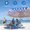 AMMSUN 7.5ft High Wind Beach Umbrella with Air Vent & Ash Wood Pole | Heavy-duty commercial-grade design with UPF 50+ protection, carry bag included. American Flag for beach, pool, patio.(Red Blue American flag)