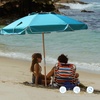 AMMSUN 7.5ft High Wind Beach Umbrella with Air Vent & Ash Wood Pole | Heavy-duty commercial-grade design with UPF 50+ protection, carry bag included. American Flag for beach, pool, patio.(Lake Green)