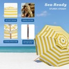 AMMSUN 7.5ft High Wind Beach Umbrella with Air Vent & Ash Wood Pole | Heavy-duty commercial-grade design with UPF 50+ protection, carry bag included. American Flag for beach, pool, patio.(B Yellow White)