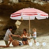 AMMSUN 7.5ft High Wind Beach Umbrella with Air Vent & Ash Wood Pole | Heavy-duty commercial-grade design with UPF 50+ protection, carry bag included. American Flag for beach, pool, patio.(Red White)
