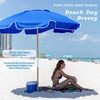 AMMSUN 7.5ft High Wind Beach Umbrella with Air Vent & Ash Wood Pole | Heavy-duty commercial-grade design with UPF 50+ protection, carry bag included. American Flag for beach, pool, patio.(Blue)