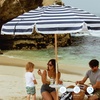 AMMSUN 7.5ft High Wind Beach Umbrella with Air Vent & Ash Wood Pole | Heavy-duty commercial-grade design with UPF 50+ protection, carry bag included. American Flag for beach, pool, patio.(Navy)