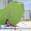 AMMSUN 7.5ft High Wind Beach Umbrella with Air Vent & Ash Wood Pole | Heavy-duty commercial-grade design with UPF 50+ protection, carry bag included. American Flag for beach, pool, patio.(Olive Green)