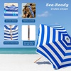AMMSUN 7.5ft High Wind Beach Umbrella with Air Vent & Ash Wood Pole | Heavy-duty commercial-grade design with UPF 50+ protection, carry bag included. American Flag for beach, pool, patio.(Capri Blue Stripe)
