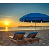 AMMSUN 7.5ft High Wind Beach Umbrella with Air Vent & Ash Wood Pole | Heavy-duty commercial-grade design with UPF 50+ protection, carry bag included. American Flag for beach, pool, patio.(Blue)
