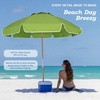 AMMSUN 7.5ft High Wind Beach Umbrella with Air Vent & Ash Wood Pole | Heavy-duty commercial-grade design with UPF 50+ protection, carry bag included. American Flag for beach, pool, patio.(Olive Green)