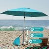 AMMSUN 8ft Large Beach Umbrellas for Sand with Sand Anchor, Air Vent, hook | Heavy Duty High Wind Patio Beach Umbrella with Weight Sandbag,Carry bag,UPF 50+,Adjustable Height,No Tilt, Yellow(Teal)