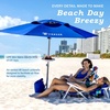 AMMSUN 8ft Large Beach Umbrellas for Sand with Sand Anchor, Air Vent, hook | Heavy Duty High Wind Patio Beach Umbrella with Weight Sandbag,Carry bag,UPF 50+,Adjustable Height,No Tilt, Yellow(Dark Blue)