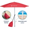 AMMSUN 8ft Large Beach Umbrellas for Sand with Sand Anchor, Air Vent, hook | Heavy Duty High Wind Patio Beach Umbrella with Weight Sandbag,Carry bag,UPF 50+,Adjustable Height,No Tilt, Yellow(Red)