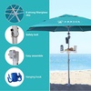 AMMSUN 8ft Large Beach Umbrellas for Sand with Sand Anchor, Air Vent, hook | Heavy Duty High Wind Patio Beach Umbrella with Weight Sandbag,Carry bag,UPF 50+,Adjustable Height,No Tilt, Yellow(Teal)