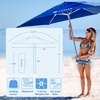 AMMSUN 8ft Large Beach Umbrellas for Sand with Sand Anchor, Air Vent, hook | Heavy Duty High Wind Patio Beach Umbrella with Weight Sandbag,Carry bag,UPF 50+,Adjustable Height,No Tilt, Yellow(Dark Blue)