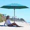 AMMSUN 8ft Large Beach Umbrellas for Sand with Sand Anchor, Air Vent, hook | Heavy Duty High Wind Patio Beach Umbrella with Weight Sandbag,Carry bag,UPF 50+,Adjustable Height,No Tilt, Yellow(Teal)