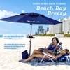 AMMSUN 8ft Large Beach Umbrellas for Sand with Sand Anchor, Air Vent, hook | Heavy Duty High Wind Patio Beach Umbrella with Weight Sandbag,Carry bag,UPF 50+,Adjustable Height,No Tilt, Yellow(Navy)