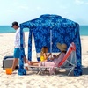 AMMSUN Beach Cabana, 6.5’×6.5′ Beach Canopy, Easy Set up and Take Down, Cabana Tent with Sand Pockets, Instant Sun Shade with Side Wall, Elegant Pink(Coral Tropical)
