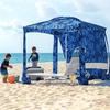 AMMSUN Beach Cabana, 6.5’×6.5′ Beach Canopy, Easy Set up and Take Down, Cabana Tent with Sand Pockets, Instant Sun Shade with Side Wall, Elegant Pink(Coral Tropical)