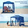 AMMSUN Beach Cabana, 6.5’×6.5′ Beach Canopy, Easy Set up and Take Down, Cabana Tent with Sand Pockets, Instant Sun Shade with Side Wall, Elegant Pink(Coral Tropical)