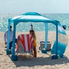 AMMSUN Beach Cabana, 6.5’×6.5′ Beach Canopy, Easy Set up and Take Down, Cabana Tent with Sand Pockets, Instant Sun Shade with Side Wall, Elegant Pink(Gradient Blue)