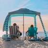 AMMSUN Beach Cabana, 6.5’×6.5′ Beach Canopy, Easy Set up and Take Down, Cabana Tent with Sand Pockets, Instant Sun Shade with Side Wall, Elegant Pink(Royal Turquoise)