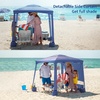 AMMSUN Beach Cabana, 6.5’×6.5′ Beach Canopy, Easy Set up and Take Down, Cabana Tent with Sand Pockets, Instant Sun Shade with Side Wall, Elegant Pink(Siesta Stripe)