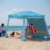 AMMSUN Beach Cabana, 6.5’×6.5′ Beach Canopy, Easy Set up and Take Down, Cabana Tent with Sand Pockets, Instant Sun Shade with Side Wall, Elegant Pink(Tropical Aqua)