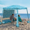 AMMSUN Beach Cabana, 6.5’×6.5′ Beach Canopy, Easy Set up and Take Down, Cabana Tent with Sand Pockets, Instant Sun Shade with Side Wall, Elegant Pink(Tropical Aqua)