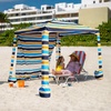 AMMSUN Beach Cabana, 6.5’×6.5′ Beach Canopy, Easy Set up and Take Down, Cabana Tent with Sand Pockets, Instant Sun Shade with Side Wall, Elegant Pink(Vibrant Stripe)
