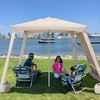 AMMSUN Beach Cabana, 6.5’×6.5′ Beach Canopy, Easy Set up and Take Down, Cabana Tent with Sand Pockets, Instant Sun Shade with Side Wall, Elegant Pink(Vintage Beige)