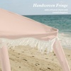 AMMSUN Beach Cabana with Fringe & Wood Pole, 7′ x 7′ Boho Canopy | Tassels, Easy Set Up, UV50+ Protection, Easy to Carry with Bag, Unique for Special Occasion and Parties, Elegant White(Pink Coral)