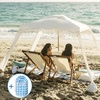 AMMSUN Beach Cabana with Fringe & Wood Pole, 7′ x 7′ Boho Canopy | Tassels, Easy Set Up, UV50+ Protection, Easy to Carry with Bag, Unique for Special Occasion and Parties, Elegant White(White Elegant)
