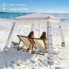 AMMSUN Beach Cabana with Fringe & Wood Pole, 7′ x 7′ Boho Canopy | Tassels, Easy Set Up, UV50+ Protection, Easy to Carry with Bag, Unique for Special Occasion and Parties, Elegant White(Tan)