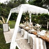 AMMSUN Beach Cabana with Fringe & Wood Pole, 7′ x 7′ Boho Canopy | Tassels, Easy Set Up, UV50+ Protection, Easy to Carry with Bag, Unique for Special Occasion and Parties, Elegant White(Elegant White)