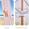 AMMSUN Beach Cabana with Fringe & Wood Pole, 7′ x 7′ Boho Canopy | Tassels, Easy Set Up, UV50+ Protection, Easy to Carry with Bag, Unique for Special Occasion and Parties, Elegant White(Pink Stripes)