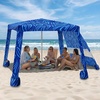 AMMSUN Portable Beach Cabana, 8’×8′ Beach Canopy, Easy Set up Take Down | Foldable Beach Tent, Aluminum Structure, Family-Sized Shade, Wind-Resistant UPF50+ Fabric, Sandbag Anchors, Privacy Side Wall(Sea Flow)