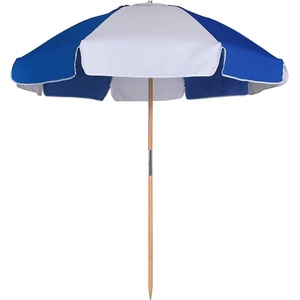 AMMSUN 7.5ft High Wind Beach Umbrella with Air Vent & Ash Wood Pole | Heavy-duty commercial-grade design with UPF 50+ protection, carry bag included. American Flag for beach, pool, patio.(Navy White Panel)