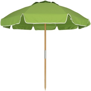 AMMSUN 7.5ft High Wind Beach Umbrella with Air Vent & Ash Wood Pole | Heavy-duty commercial-grade design with UPF 50+ protection, carry bag included. American Flag for beach, pool, patio.(Olive Green)
