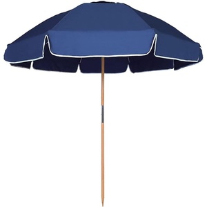 AMMSUN 7.5ft High Wind Beach Umbrella with Air Vent & Ash Wood Pole | Heavy-duty commercial-grade design with UPF 50+ protection, carry bag included. American Flag for beach, pool, patio.(Navy Blue)